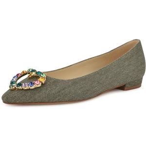 NINE WEST Dames Hearts Ballet Flat, Donker Olijf 300, 40 EU