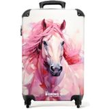 NoBoringSuitcases.com © Handbagage koffer Reiskoffer met wielen Trolleys Kinderkoffer in handbagage-middelgroot in 26 afbeeldingen (Vooraanzicht van een roze paard van waterverf, 55x40x20 cm)
