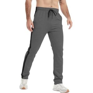 Idtswch Sportbroek voor heren, 34/36/38/40, lange taille, gestreept met zakken, Donkergrijs, L extra tall