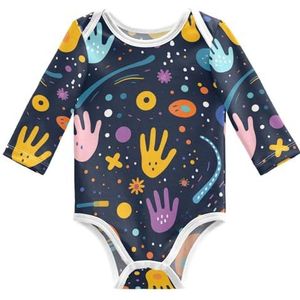 KAAVIYO Abstracte Baby Cartoon Kunst Lange Mouwen Unisex Nieuwe Katoenen Bodysuit voor Kinderen 3-24 Maanden Zomer, Patroon, 9 Maanden