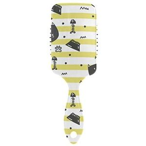 FANTAZIO Stylingborstel met katten- en voerpatroon, ideaal voor het gladmaken, gladmaken, ontwarren, antistatisch