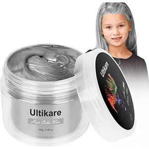 Ultikare tijdelijke haarwaxkleur, oranje, instant haarverf, modder, uitwasbaar, crème, pomade, styling haarclays mannen, vrouwen, kinderen, party, cosplay Halloween (grijs, grijs)