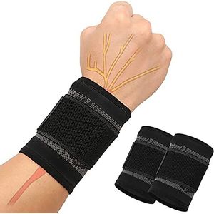 Polsband, Compressie Pols Support Wrap, Ademend Polsband met Elastische Haak en Loop Bandjes voor Artritis, Tendonitis, Polsbreuk, Polsverstuiking (L)
