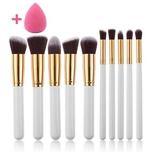 10 stks make-up borstels set tools poeder foundation oogschaduw make-up borstels cosmetica zacht synthetisch haar en spons borstelreiniger voor make-upborstels