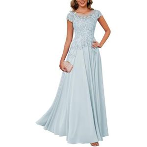 BRIGOW Kant Applique Moeder van de Bruid Jurk voor Bruiloft Prom Jurken Chiffon Cocktail Jurken Plus Size, Lichtblauw, 38