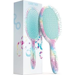 FRAMAR - Blauwe Tie-Dye - Ontwarrende Haarborstel - Voor Krullend Haar - Zachte Stylingtool