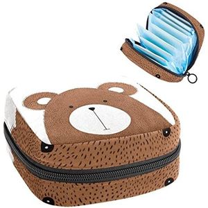 Periode Pouch Draagbare Tampon Opbergtas,Tampon Houder voor Portemonnee Vrouwelijke Product Organizer,Mooie Hand Getrokken Beer Design-01, Meerkleurig, 4.7x6.6x6.6 in/12x17x17 cm
