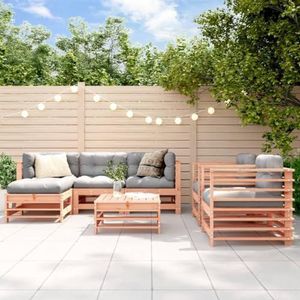 AJJHUUKI Tuinmeubilair 7 Stuk Tuin Lounge Set Massief Houten Douglas Meubels