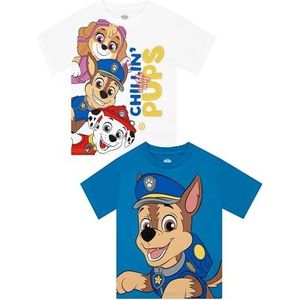 PAW Patrol Jongens T Shirts 2-Pack, Zomerse T-Shirts Voor Jongens, Set van 2 Tshirts, Katoenen Kinderkleding, Blauw 104