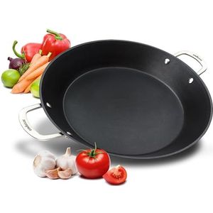 endusor Paella Pan inductie Ø 38 cm met antiaanbaklaag | 6-8 personen | alle warmtebronnen + oven + gasgrill | professionele paellapan van hoogwaardig aluminium