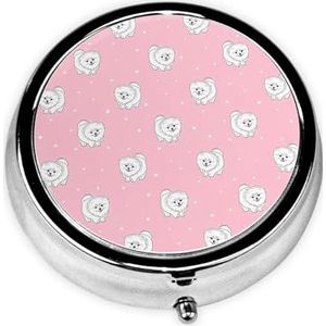 Pomeranians Puppies and Point draagbare pillendoos, 3 compartimenten medicijnpillenetui, bedrukte pillenorganizer voor zakportemonnee en reizen