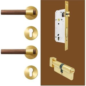 Walnoot deur stille deurslot set hout messing huishouden slaapkamer badkamer mechanisch anti-diefstal deurslot walnoot interieur dummy (kleur: BK-A308B-210MU-SB)
