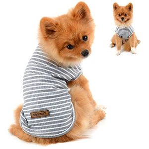 PAIDEFUL Kleding voor kleine honden jongens meisjes zomer gestreept puppy T-shirt vest ademend katoen mouwloos T-shirt Chihuahua Yorkshire grijs S