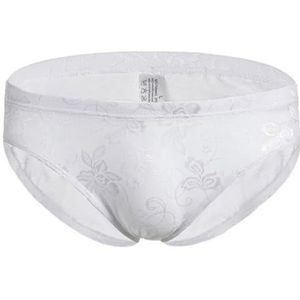 Herenondergoed, ademend, elastisch, wit, XL, transparante kanten slips, laag, cadeau voor vriend, klassiek midi-ondergoed voor lage romp