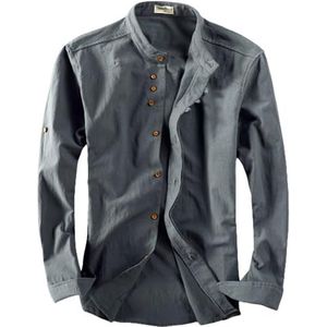 NAKEAH Soulona Katana-hemd, premium linnen overhemd in Japanse stijl, Soulona Katana-hemd voor heren in Japanse stijl, dark gray, 4XL