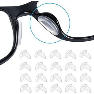 Festful Neuskussentjes voor brillenglazen, 20 paar siliconen neuspads voor bril, antislip zachte neuspads voor kunststof frames (transparant/2 mm)
