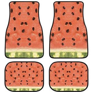 Watermeloen Universele vloermatten voor in de auto, 4 stuks, voor en achter, antislip voettapijt voor de meeste auto's