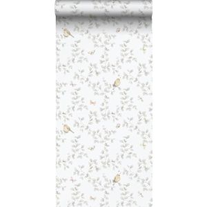 behang bloemen en vogels lichtgrijs en wit 53 cm x 10.05 m - van Sanders & Sanders