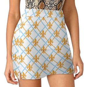 Gouden Barok Rijke Luxe Patroon Vrouwen Skorts Hoge Taille Tennis Rok Gelaagde Korte Mini Rok Culottes Skorts Met Zakken 3XL