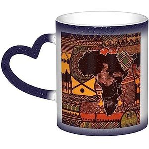 VducK Afrikaanse kaart print kleur veranderende mok 11oz gepersonaliseerde magische mok theekop keramische koffiemok warmte geactiveerde kleur veranderende mok