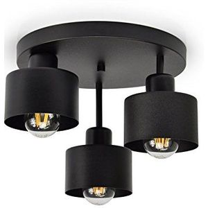 Plafondlamp plafondlamp zwart 3-lamps lamp 3 x E27 230V retro design 382-e3 Skandi (zwart)