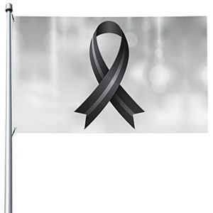 Tuinvlag rouw zwart lint grappige vlag effen witte vlag teken vlag buiten banner vlaggen decoratie vlag voor binnen/buiten feest carnaval 90x150 cm