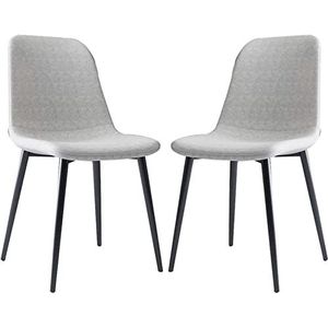 GEIRONV Leren eetkamerstoel set van 2, for balie lounge woonkamer receptie stoel met ergonomische rugleuning en metalen poten Eetstoelen (Color : Light Gray, Size : 90 * 36 * 41cm)