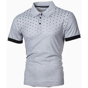 LQHYDMS T-shirts Mannen Mannen Shirt Tennis Shirt Dot Grafische Plus Size Print Korte Mouw Dagelijkse Tops Basic Streetwear Golf Shirt Kraag Business, Lichtgrijs C, XXL