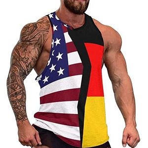 Verenigde Staten en Duitsland vlaggen heren tank top mouwloos T-shirt pullover gym shirts workout zomer T-shirt