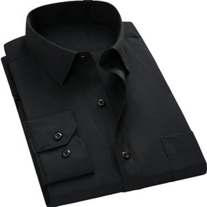 Pegsmio Mannen Gestreepte Lange Mouwen Slim Fit Overhemden Twill Sociale Formele Shirts, Zwart, XL