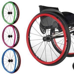 Silicium rolstoel duwt de wieldoppen, 20/22/24 inch siliconen rolstoel duwrandhoezen, antislip, slijtvaste handduwrandhoes(Rosso,20in)