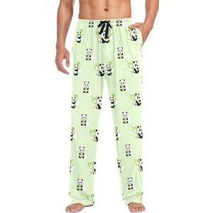 LI ZHI XIN - Lange Pyjama Broek - Meerkleurig - Heren - Dier Panda Cartoon Patroon
