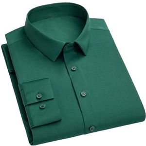 Zakoverhemden met lange mouwen voor heren, zacht, elastisch, effen shirt, zakelijk, slim fit, formele kantoortops, 2128-13, 3XL