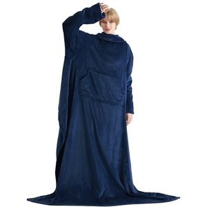 BEDSURE fleece hoes - draagbare microvezel hoes en zakdeken, zachte, comfortabele tv-deken, 170x200cm marineblauw marineblauw