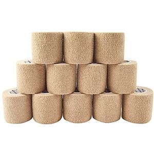 COMOmed Cohesive Bandages Vet Wrap Elastic Bandage Skin 5cm x 4.5m 12 Rolls Ankle Non-Woven FDA Certified…