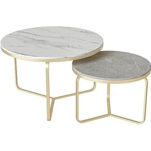 Moderne kamer koffietafel ronde nesttafels set van 2 stapeltafels Scandinavische stijl nestelen salontafels zeer duurzaam voor woonkamer slaapkamer thuiskantoor (kleur: B (kleur: B, maat: 80 x 45 + 60