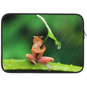 Kikker Met Blad Paraplu Gedrukt Laptop Sleeve Tas Duurzaam Laptop Case Computer Draagtas Beschermhoes 33 Inch