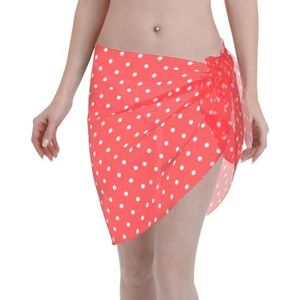 Rode en witte polkadots print elegante strandwrap, bikini cover-up, badkleding jurk, voor vrouwen, perfect voor zwembad en resort, Zwart, one size