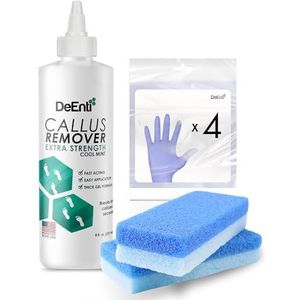 DeEnti Double Pumice Pack, bundel bevat mint geurende eeltverwijderaar, 2 puimstenen voor voeten en 4 paar handschoenen, salonkwaliteit voetverzorging, manicure en pedicure kit voor thuis