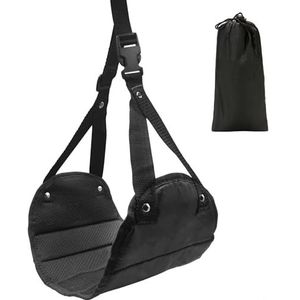 HHNNL Draagbare voetsteun hangmat voor reizen, vluchten, treinen en bedden, kniesteun brace (zwart)