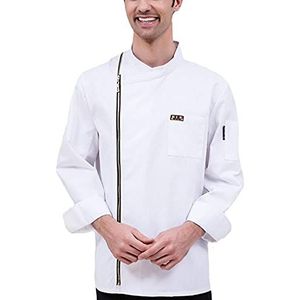 YWUANNMGAZ Chef Jacket Catering Herfst Tuniek Werkkleding Kleding Rits Restaurant Uniforrms Jas Vrouwen Keuken Kok Kleding (Kleur: Wit, Maat: C (XL))