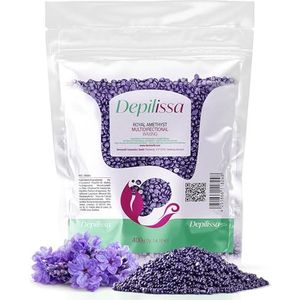 DEPILISSA 400 g Royal Amethist Wasparels, Braziliaanse veganistische en hypoallergene was, multidirectioneel zonder strepen, voor het verwijderen van gezichtshaar, oksels, benen, bikini en intieme