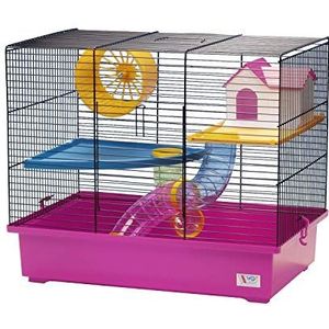 Decorwelt Hamsterstokken, roze, buitenmaten, 49 x 32,5 x 41,5 cm, knaagkooi, hamster, plastic kleine dieren, kooi met accessoires