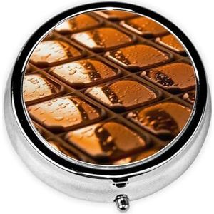 Pillendoos - Gouden Metalen - Vierkante - 3 Compartimenten - Draagbaar