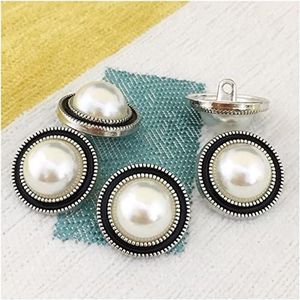 Button， Knopen Naaien Crafts， 10 stuks 15/20/25mm mooie metalen parelknoppen for kleding naaien jas trui shirt knoppen(Silver,25mm)