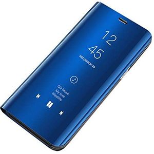 Jacyren Galaxy S8 leren hoes, Galaxy S8 Plus telefoonhoes, spiegel, beschermhoes, flip case cover voor Galaxy S8, standfunctie, telefoonhoes, tas, bumper hoes voor Samsung Galaxy S8 Plus (blauw,