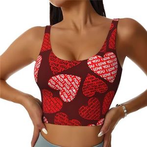 Rode Harten Print Comfortabele Vrouwen Sport Vest Yoga Workout Vest Voor Vrouwen Lichtgewicht Zomer, Zwart, S