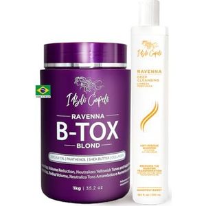 I Belli Capelli Ravenna Blond B-tox Hair Treatment Kit- Haar B-tox 1kg/35.02 oz+ Anti-Residue Shampoo 300ml/10.1 fl.oz- Set van B-tox Capilar Para el Cabello & Clarifying Shampoo voor langer effect