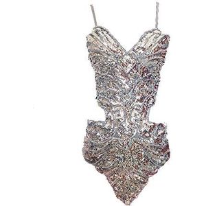 Pailletten dames vlinder overall rugvrij performance kleding zilver één maat, zilver, Einheitsgröße(Büste 88 CM)