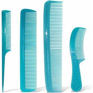 NuAngela Haarstyling Kammen, 4pcs Professionele Kapper Kams, Kapper Haarstyling Salon Hittebestendig Pin Handvat Kam Plastic Haar Kammen, Haarkam Voor Mannen En Vrouwen